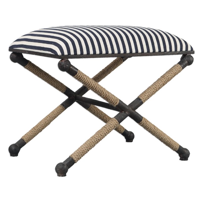 Uttermost Braddock Small Bench In Navy And White And