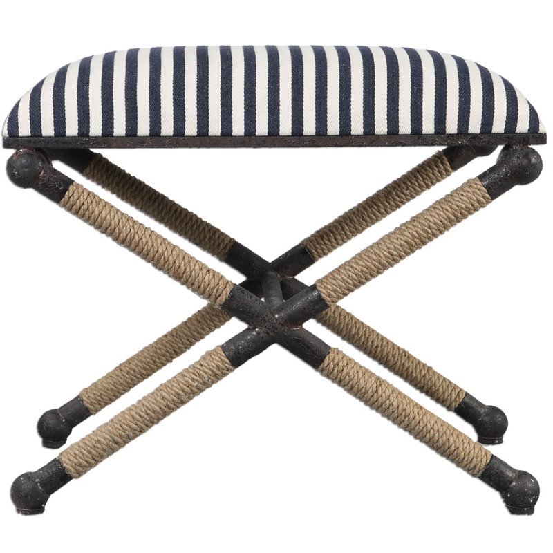 Uttermost Braddock Small Bench In Navy And White And