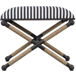 uttermost braddock small bench in navy and white and rustic iron