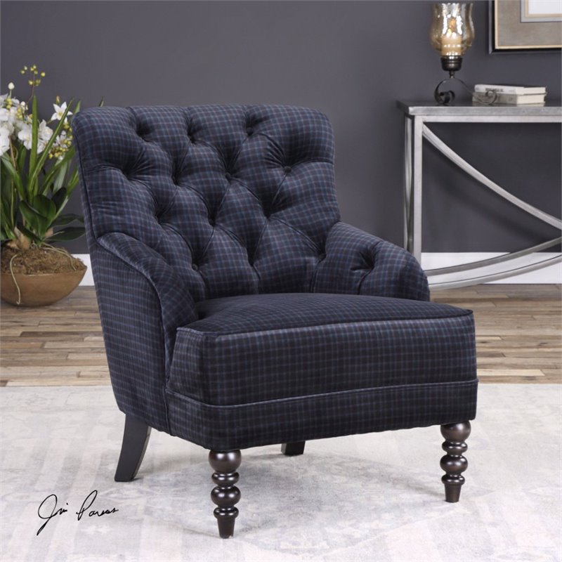 Uttermost Mahoney Accent Chair in Blue Plaid 23287
