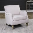 Uttermost Armstead Transitional Wood and Fabric Armchair in White/Brass