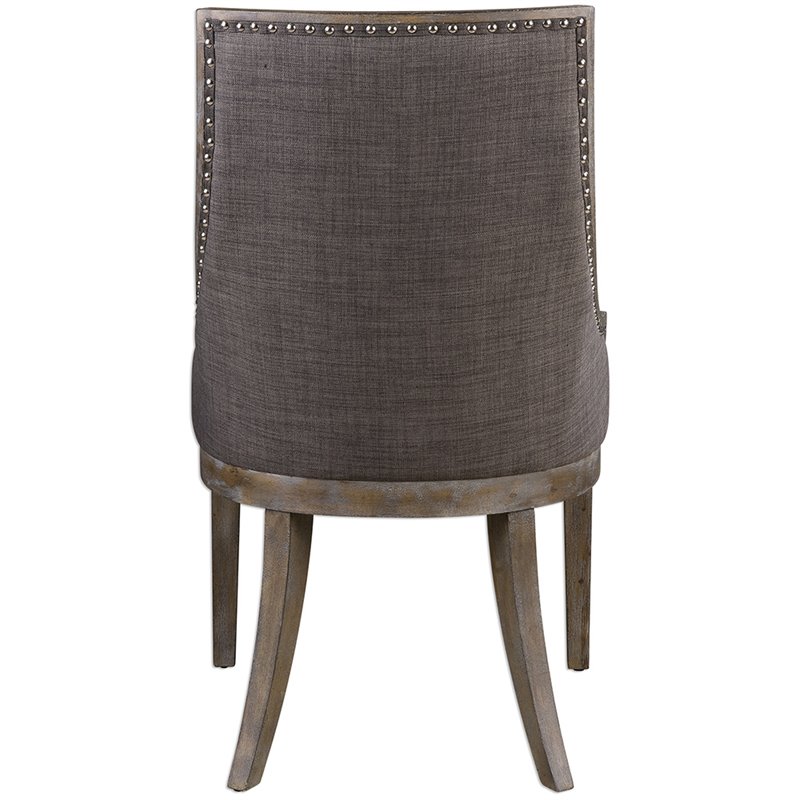 Uttermost Aidrian Transitional Wood and Fabric Accent Chair in Gray