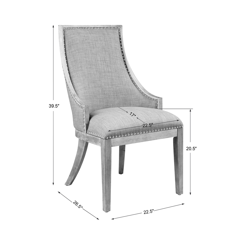 Uttermost Aidrian Transitional Wood and Fabric Accent Chair in Gray