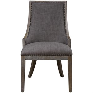 Uttermost Aidrian Transitional Wood and Fabric Accent Chair in Gray