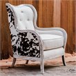 Uttermost Chalina Mahogany Wood and Fabric High Back Armchair in White