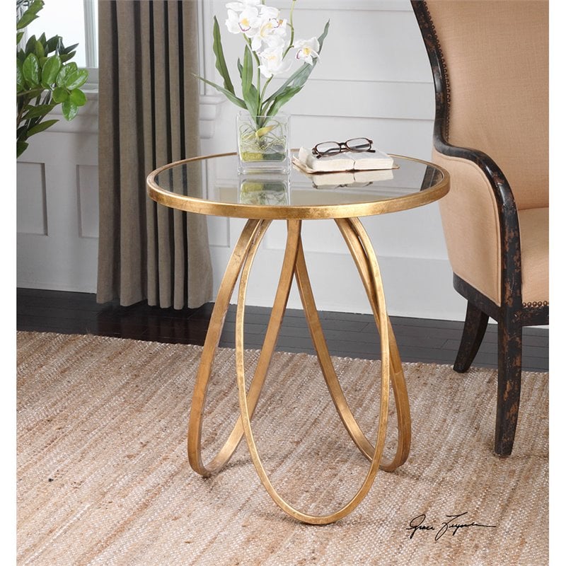 Uttermost Montrez Contemporary Metal Accent Table in Gold Finish
