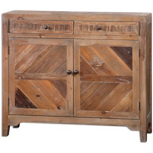 Uttermost Hesperos Transitional Reclaimed Wood Console Cabinet in Brown
