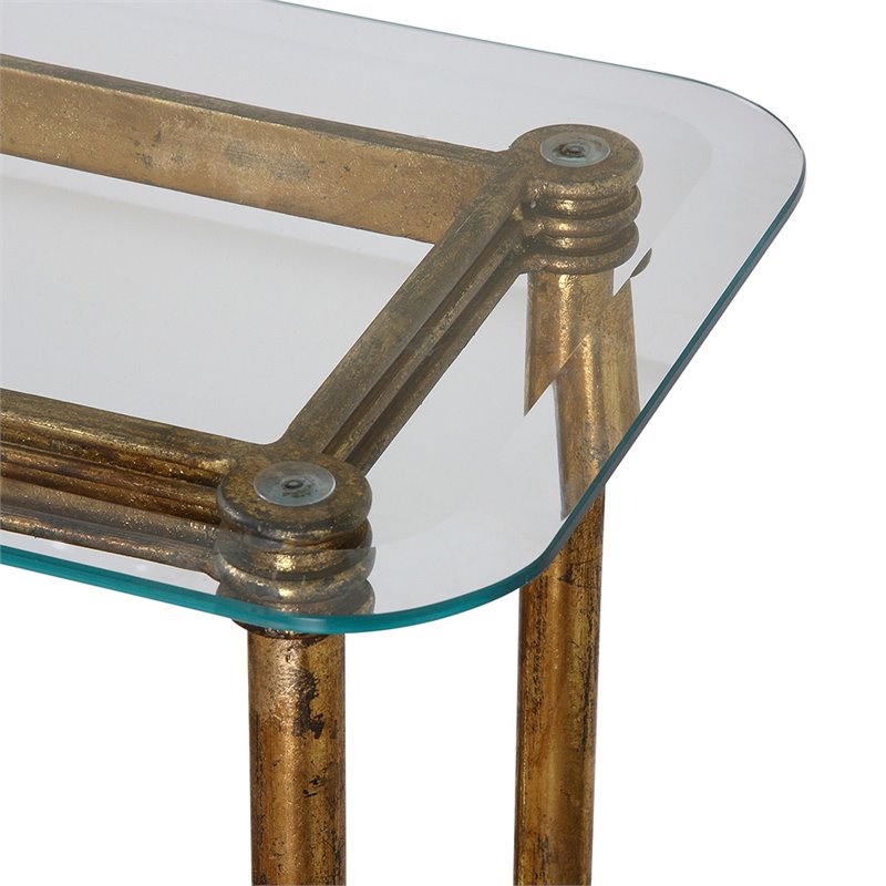 Uttermost Elenio Modern Cast Iron and Glass Console Table in Gold