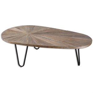 Uttermost Leveni Wood and Iron Coffee Table in Weathered Gray and Black