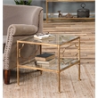Uttermost Genell Contemporary Metal and Glass Cube Table in Gold/Clear