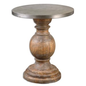 Uttermost Blythe Transitional Wood and Aluminum Accent Table in Brown