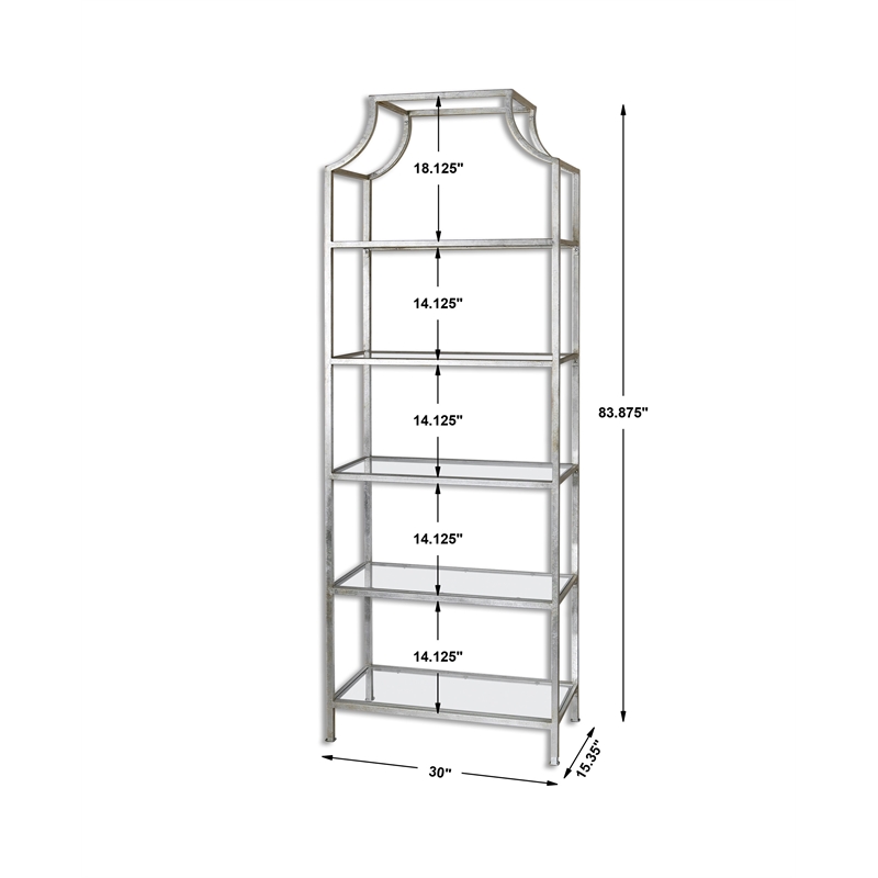 Uttermost Aurelie 5-Shelf Transitional Metal and Glass Etagere in Gray