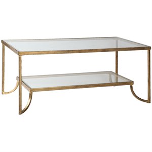 Uttermost Katina Traditional Metal and Glass Coffee Table in Antiqued Gold