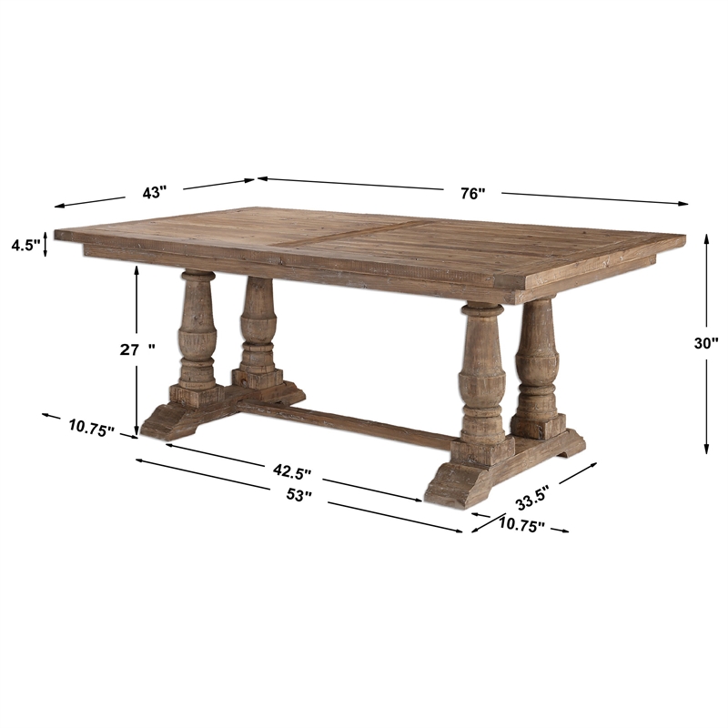 Uttermost Stratford Transitional Solid Wood Dining Table in Brown
