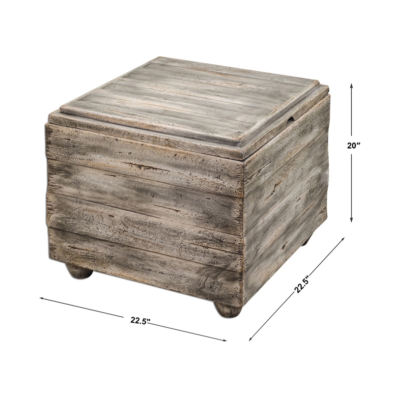 Uttermost Avner Coastal Mango Wood and MDF Cube Table in Driftwood