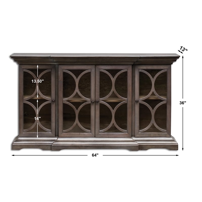 Uttermost Belino 4-Door Contemporary Wood Chest in Silver/Brown