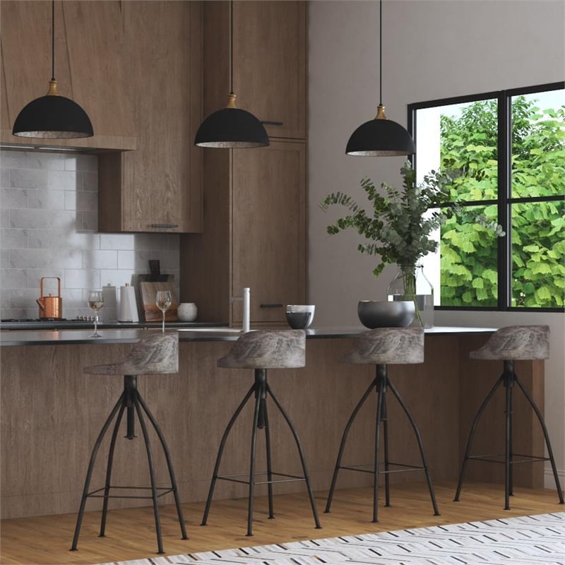Uttermost Kairu Contemporary Mixwood and Iron Bar Stool in Gray