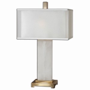 uttermost athanas mid-century metal and alabaster lamp in white/coffee bronze