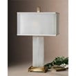 Uttermost Athanas Mid-Century Metal and Alabaster Lamp in White/Coffee Bronze