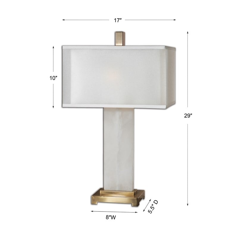 Uttermost Athanas Mid-Century Metal and Alabaster Lamp in White/Coffee Bronze