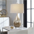 Uttermost Flavian Crystal and Glazed Ceramic Lamp in Beige/Ivory