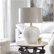Uttermost Georgios Ceramic Fabric and Paper Textured Ceramic Lamp in Ivory/Tan