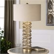 Uttermost Amarey Modern Metal Ring Table Lamp in Silver and Oatmeal