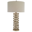 Uttermost Amarey Modern Metal Ring Table Lamp in Silver and Oatmeal