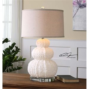 Uttermost Fontanne Resin Crystal Metal and Fabric Table Lamp in Beige/Ivory