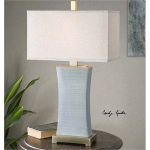 Uttermost Cantarana Ceramic Metal and Fabric Table Lamp in Blue Gray/Beige