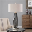 Uttermost Vilminore Metal and Glass Table Lamp in Gray/Brass/Beige