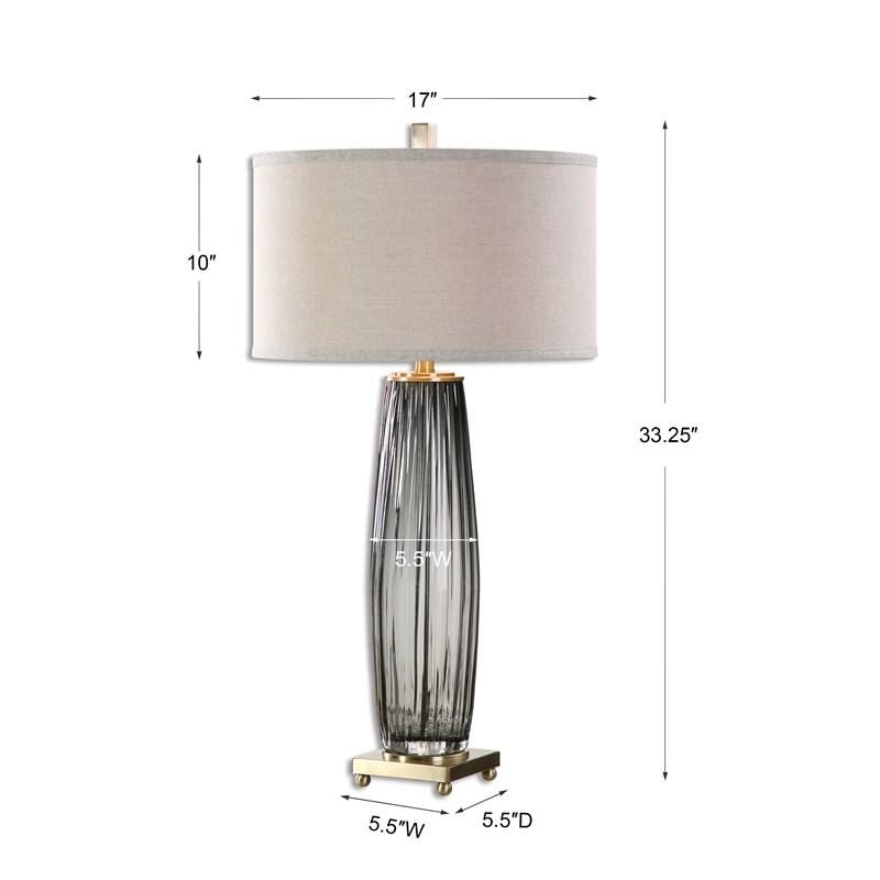 Uttermost Vilminore Metal and Glass Table Lamp in Gray/Brass/Beige
