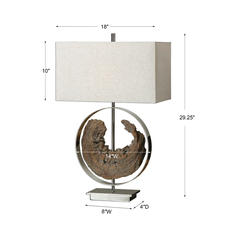 Uttermost Ambler Metal Resin and Fabric Lamp in Nickel/Driftwood/Oatmeal