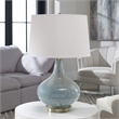 Uttermost Celinda Glass Metal and Fabric Lamp in Blue/Brass/Ivory