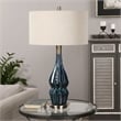 Uttermost Prussian Traditional Ceramic and Metal Lamp in Blue/Brass/Oatmeal