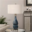 Uttermost Prussian Traditional Ceramic and Metal Lamp in Blue/Brass/Oatmeal