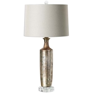 uttermost valdieri contemporary crystal and metal lamp in bronze/beige