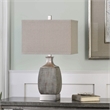 Uttermost Caffaro Ceramic Steel and Linen Table Lamp in Rust Bronze/Nickel/Beige