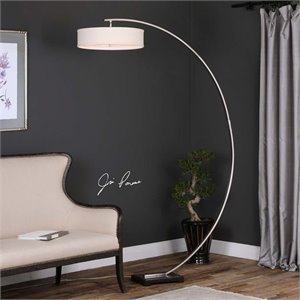 Uttermost Tagus Modern Iron and Acrylic Arc Floor Lamp in Black/Nickel