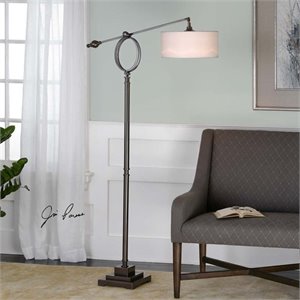 Uttermost Levisa Modern Iron and Fabric Floor Lamp in Bronze/White