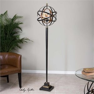Uttermost Rondure Contemporary Iron Sphere Floor Lamp in Bronze/Gold