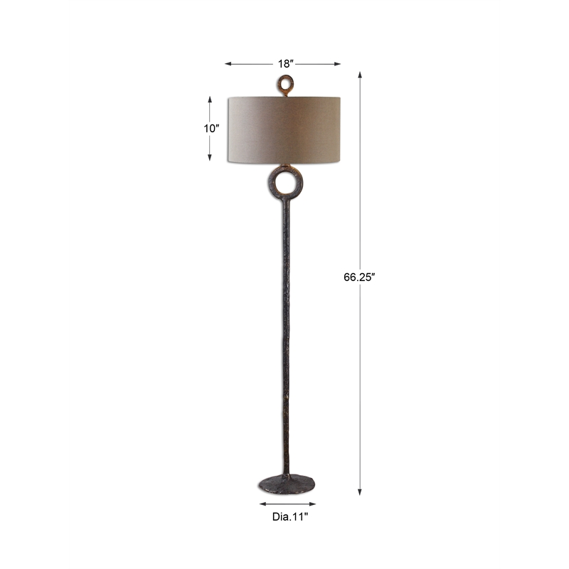 Uttermost Ferro Mid-Century Cast Iron Floor Lamp in Brown/Beige