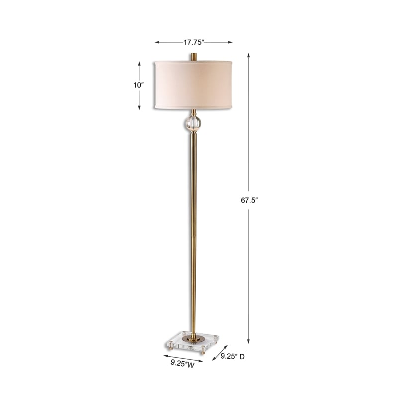 uttermost mesita metal crystal and fabric floor lamp in brass/off white