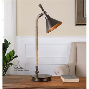 Uttermost Duvall Contemporary Metal and Rope Task Lamp in Bronze