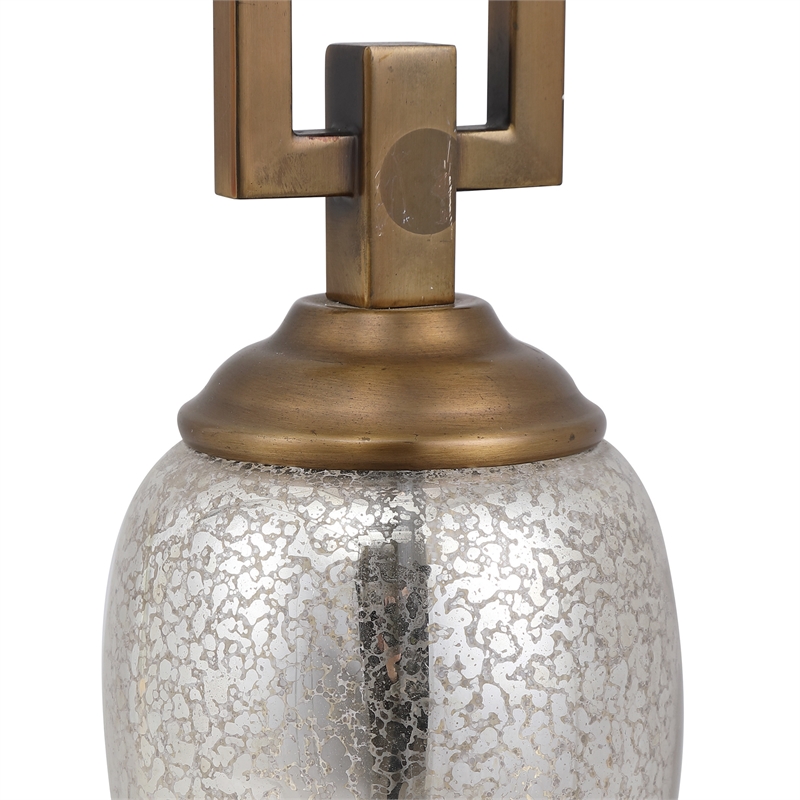 Uttermost Copeland Metal Mercury Glass Crystal Buffet Lamp in Bronze/Off White