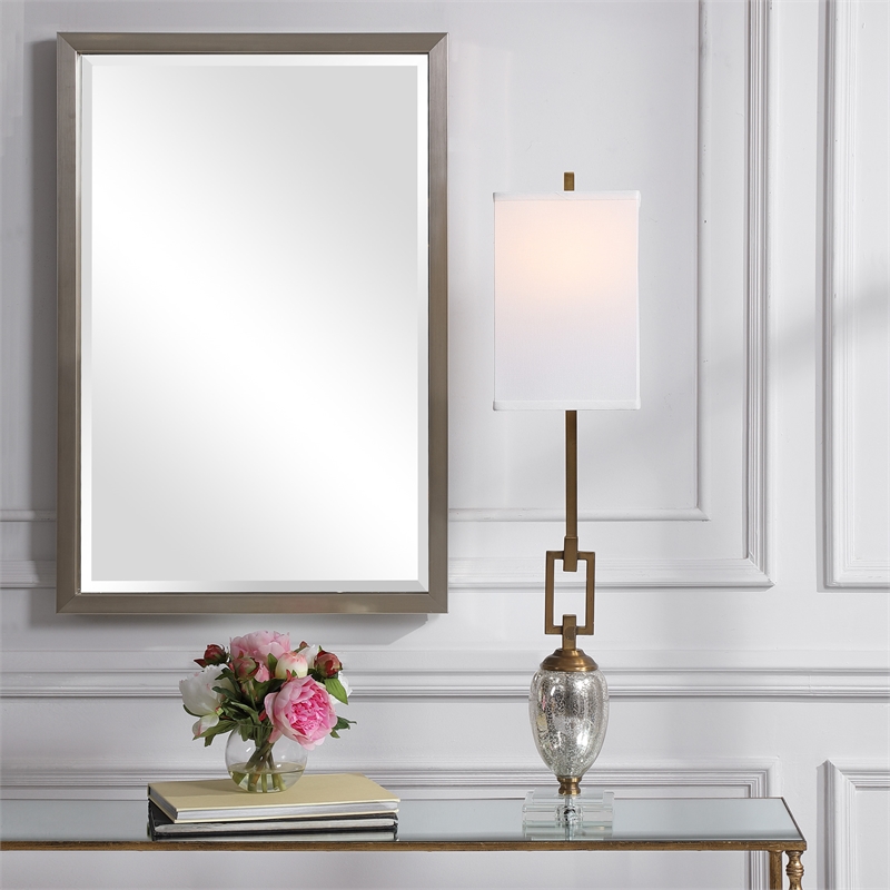 Uttermost Copeland Metal Mercury Glass Crystal Buffet Lamp in Bronze/Off White