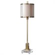 Uttermost Villena Mid-Century Metal Fabric and Crystal Buffet Lamp in Brass