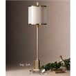 Uttermost Villena Mid-Century Metal Fabric and Crystal Buffet Lamp in Brass