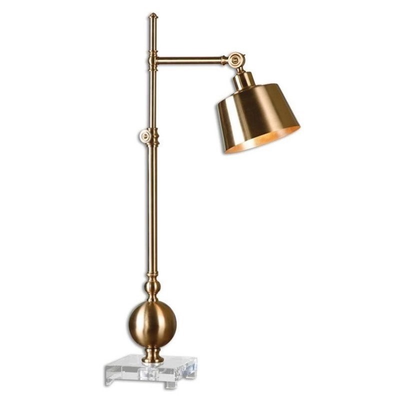 Uttermost Laton Contemporary Metal and Crystal Task Lamp in Brass