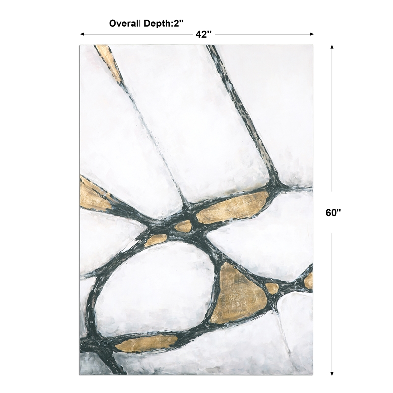 Uttermost Contemporary Fir Wood Abstract Art in Gold/White/Black